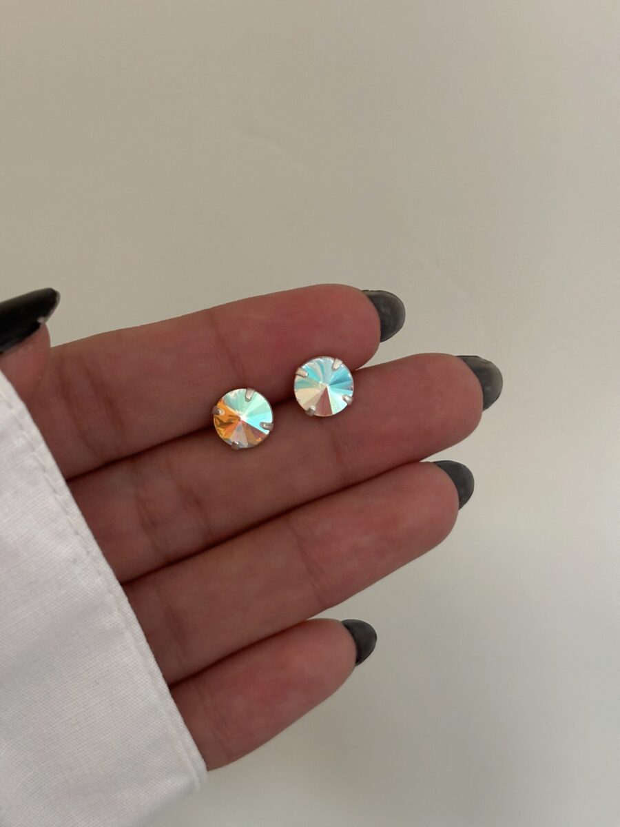 ·Par abridores de plata redondos tornasolados·