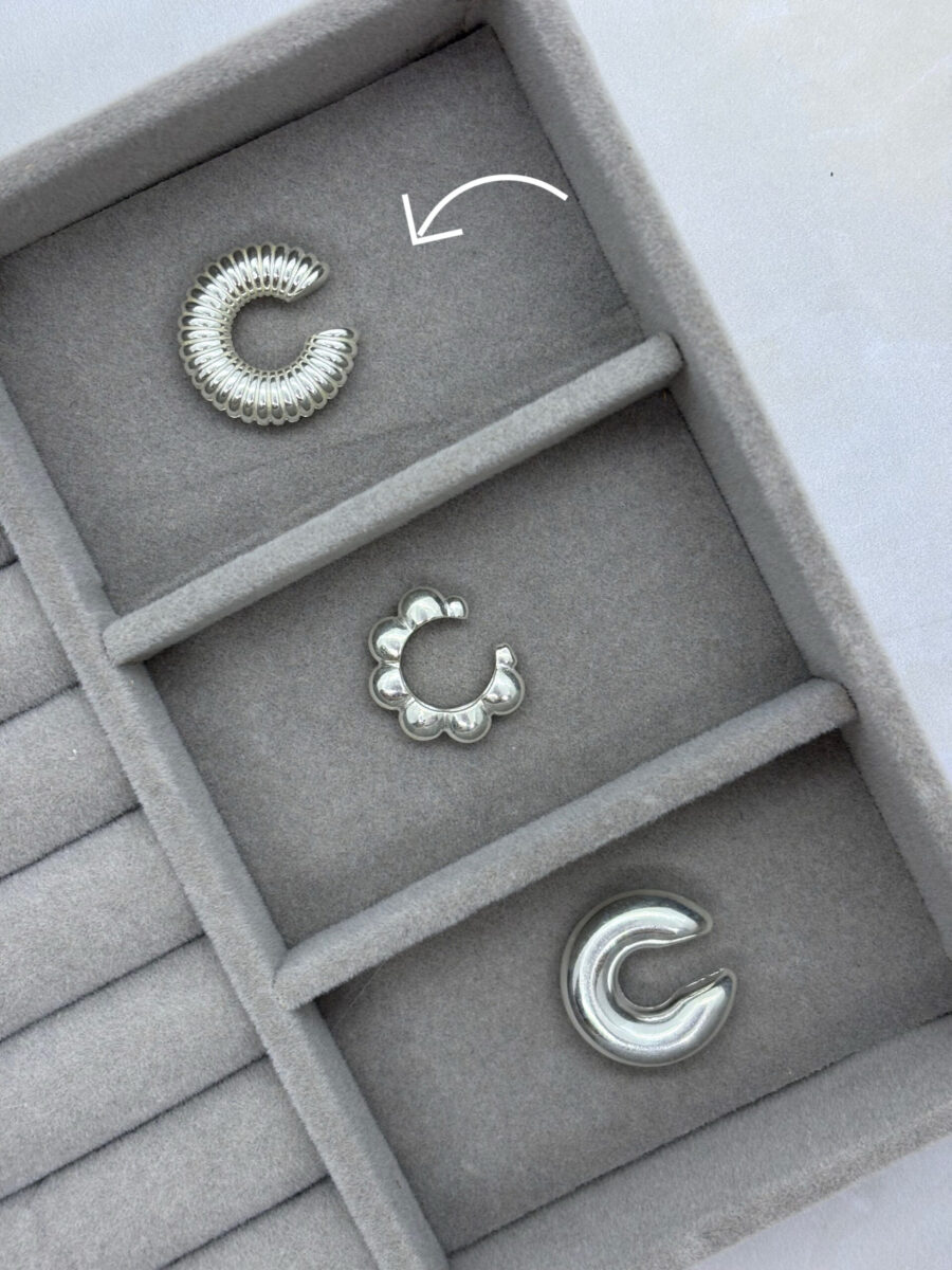 ·Cuff chunky rallado enchapado en plata 925·