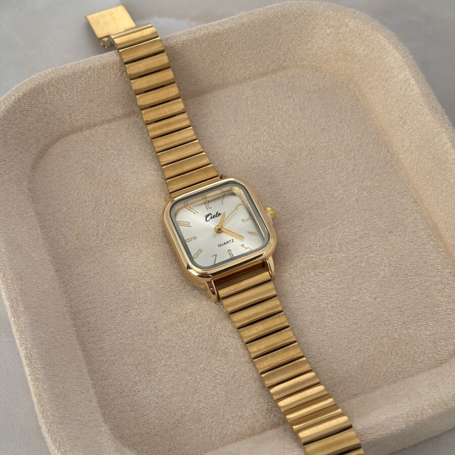 ·Reloj Luana dorado caja cuadrada·