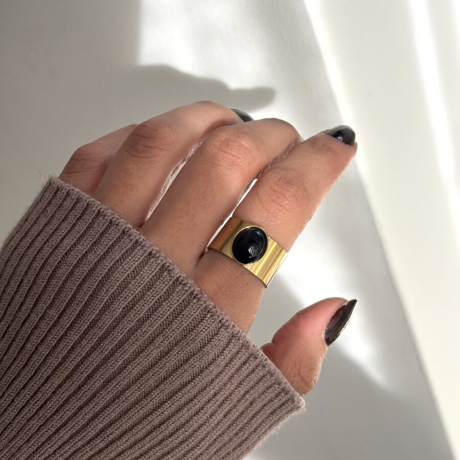 ·Anillo regulable abierto piedra simil onix·
